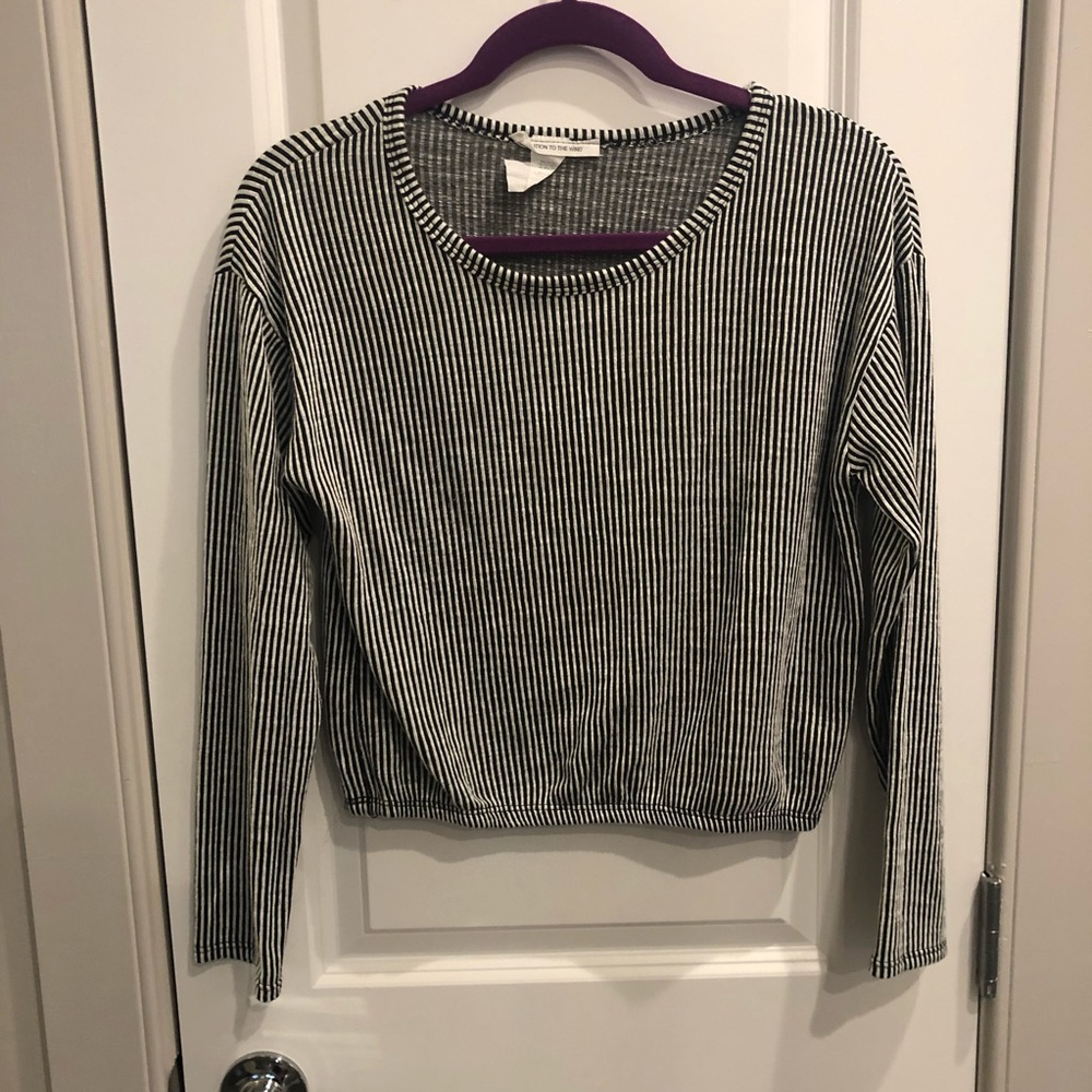 Black and White Striped Crop Top